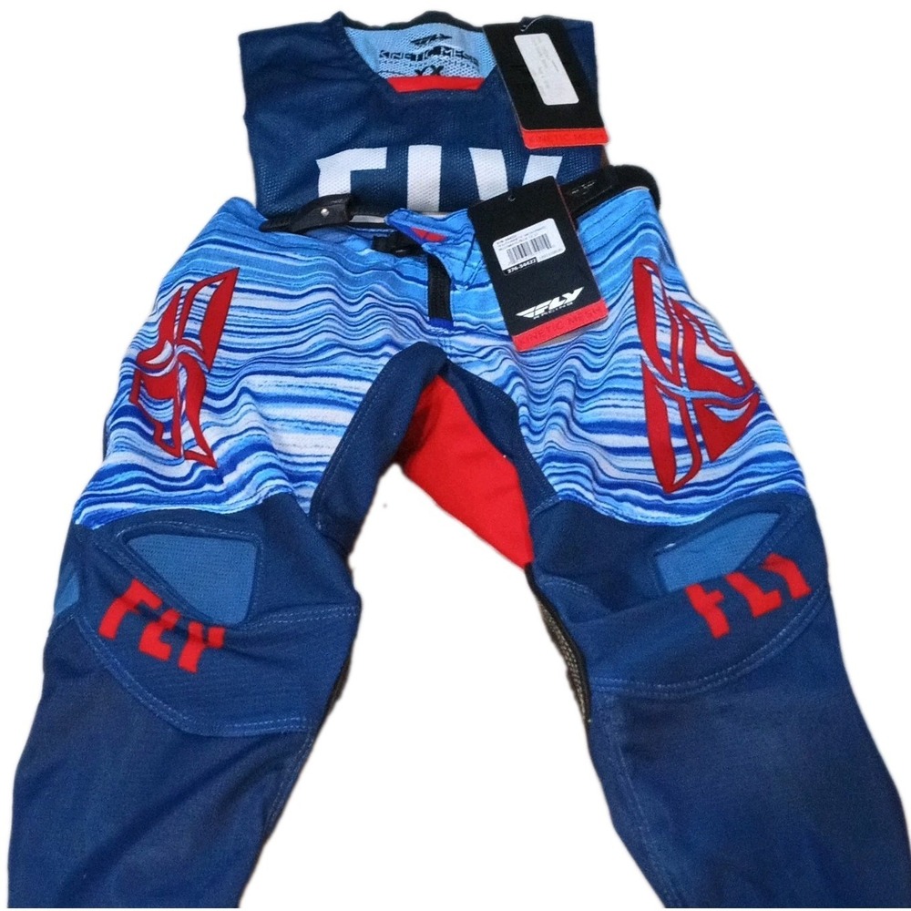 Fly Racing Youth Kinetic Mesh Dirt Bike Pants 22 & Jersey YX Set Blue Red